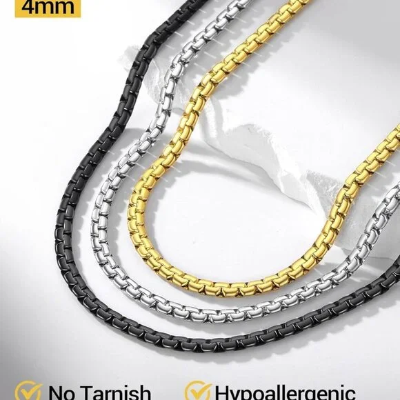 Men's Stainless Steel Chain Necklace 4mm 24 Inch Hypoallergenic Stylish
